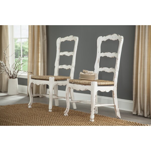 Winon Solid Wood Ladder Back Side Chair In White 
